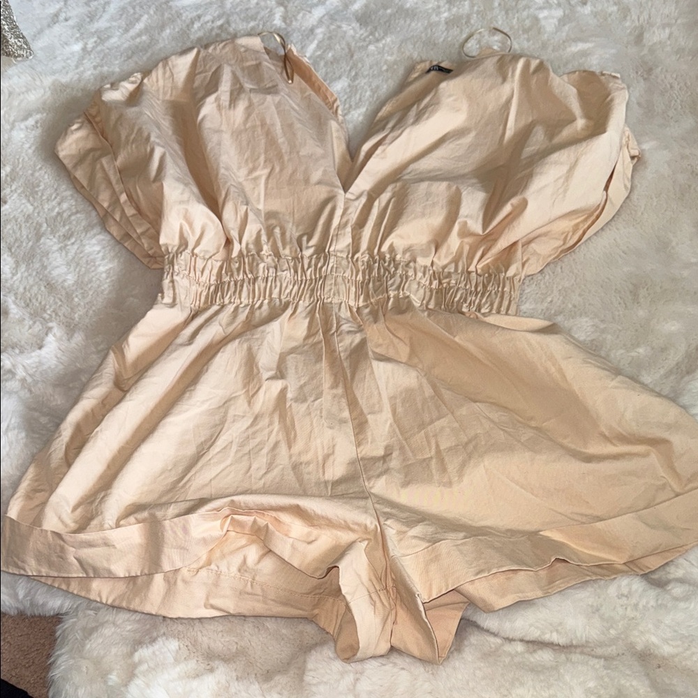 Zara Cream Short Sleeve Short Romper